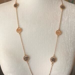 Necklace with gold and brown beading